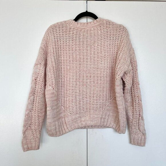 Moon & Madison | Baby light pink cable knit scoop neck chunky sweater | Size M - Picture 6 of 6